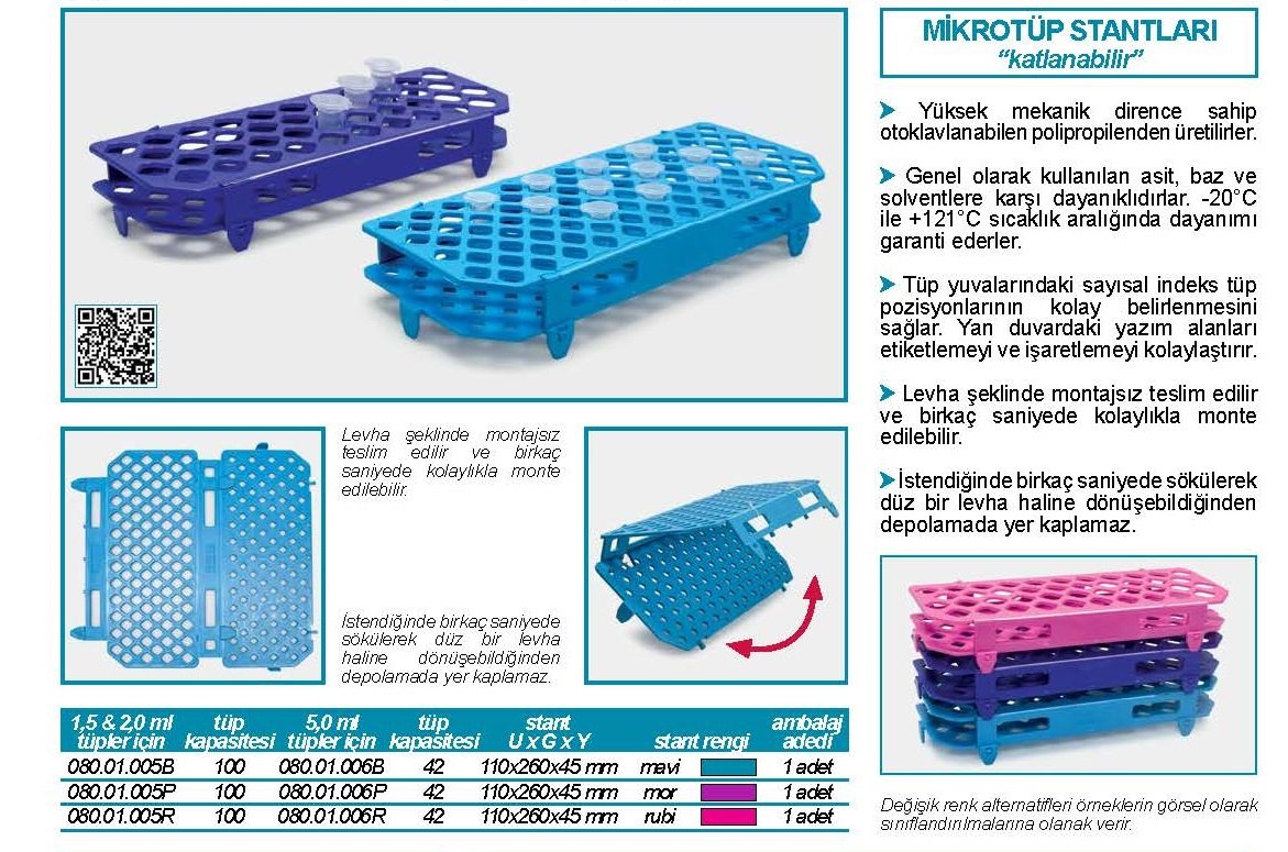 ISOLAB MİKROTÜP STANDI ''1.5 ve 2 mL Tüpler için